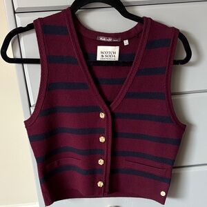 Scotch & Soda Burgundy and Black Buttoned Vest